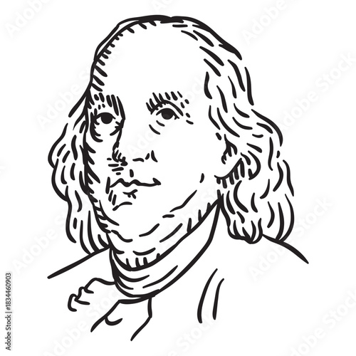 Benjamin Franklin hand drawn