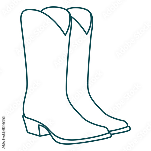 Blue cowboy boots stroke