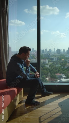 Wallpaper Mural individual reflecting with patience quietly, man thoughtfully considers his options with patient demeanor Torontodigital.ca