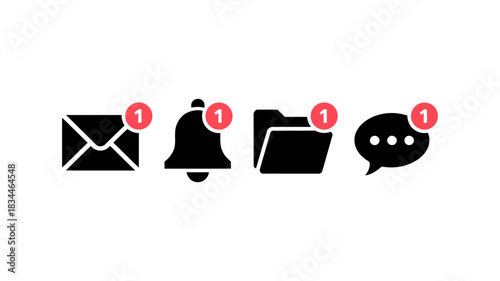 Stay Connected: Email, Notifications, Folders, and Messages with Unread Count, Perfect for UI Design, Web Development, and App Interfaces