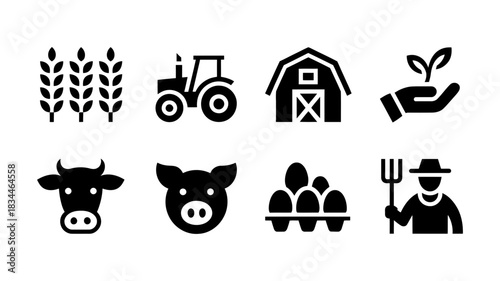 Farm fresh icons for modern agriculture branding and design, perfect for organic food marketing and sustainable living campaigns, originally vector graphics