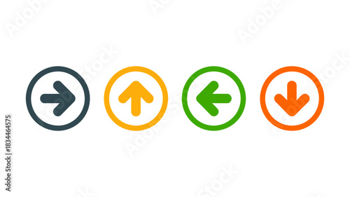Modern navigation arrows pointing in various directions offer clear guidance and options, perfect for website design and user interface elements