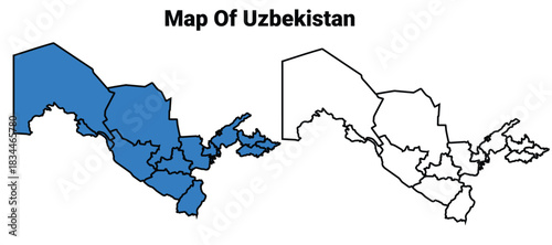Uzbekistan Vector Map with Regions: Editable Provinces and Administrative Boundaries
