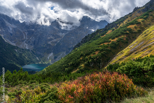 Fototapeta Naklejka Na Ścianę i Meble -  Beautiful autumn landscape with a view of Lake Morskie Oko in the High Tatras, Poland.