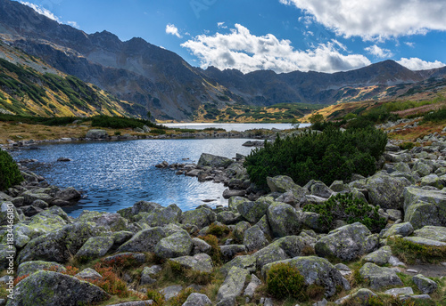 Fototapeta Naklejka Na Ścianę i Meble -  Autumn view of the Valley of Five Polish Lakes in the High Tatras.