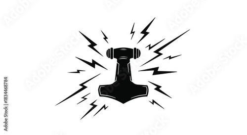Powerful thunderbolt emanating from a stylized hammer icon, symbolizing strength and energy