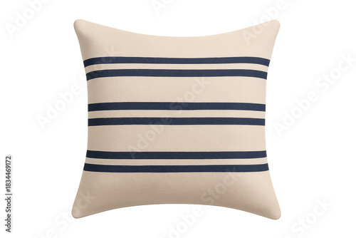 Striped nautical throw pillow with navy blue design