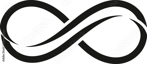 Elegant flowing infinity loop vector design with smooth curved lines representing endless continuity, balance, unity, and modern minimal style