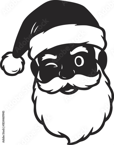 Cheerful winking Santa Claus head Christmas vector art