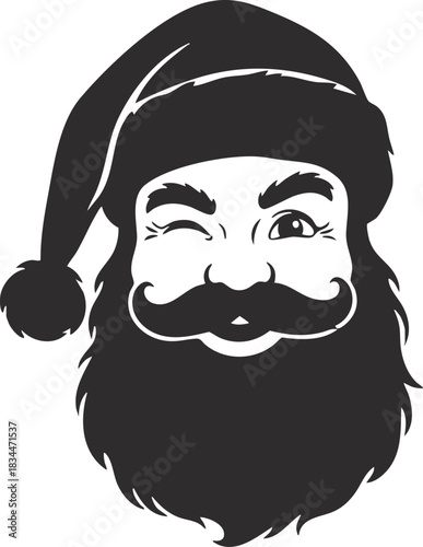Cheerful winking Santa Claus head Christmas vector art