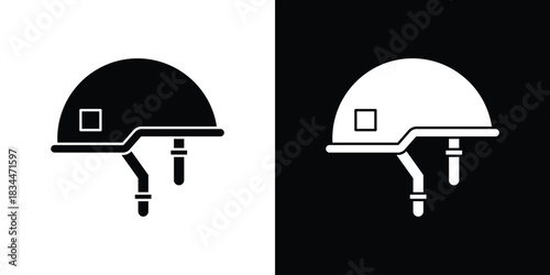 Military Helmet icons vector silhouette design. Vector flat graphic design illustration.