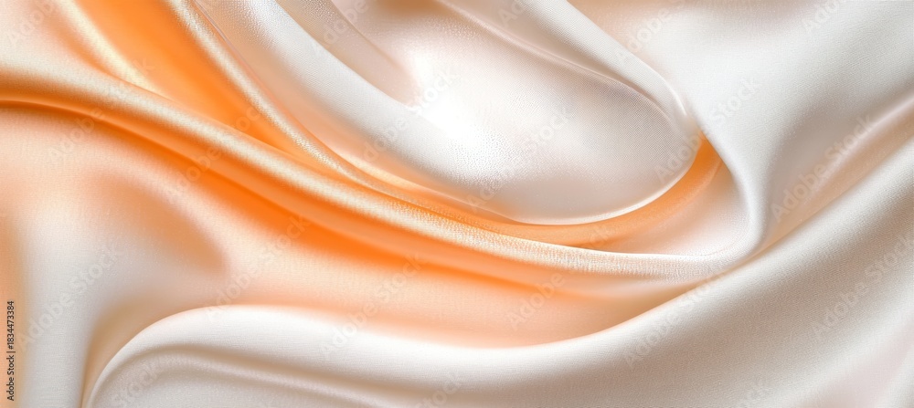 Fototapeta premium Elegant Amber Satin Waves Creating a Soft Gradient of Textures and Dreamy Iridescent Silk Flow