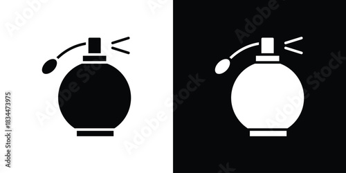 Round perfume bottle icons vector silhouette design. Vector flat graphic design illustration.