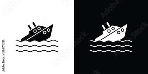 Sinking ship icons vector silhouette design. Vector flat graphic design illustration.