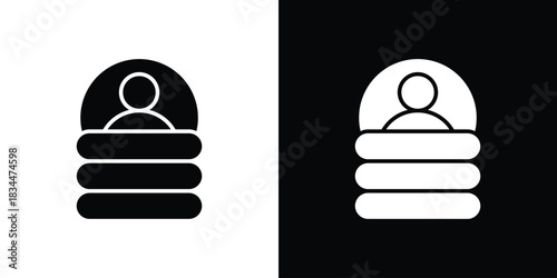 Sleeping bag icons vector silhouette design. Vector flat graphic design illustration.