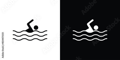 Swim icons vector silhouette design. Vector flat graphic design illustration.