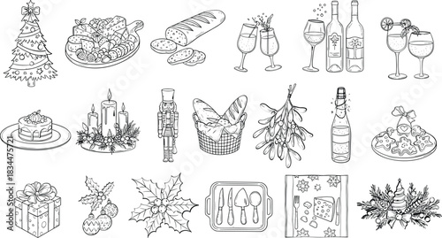 Collection of vintage botanical illustrations of plants and flowers