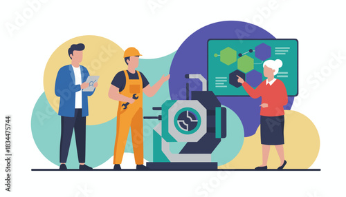 Industrial team collaboration on manufacturing technology and strategic analysis