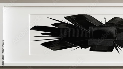 Mesmerizing contemporary abstract art in striking black and white showcasing texture and artistic