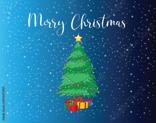 Marry Christmas Poster template Vector illustration 
tree fruit toffee gift