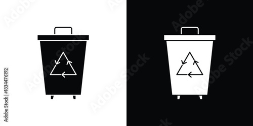 Trash compactor icons vector silhouette design. Vector flat graphic design illustration.