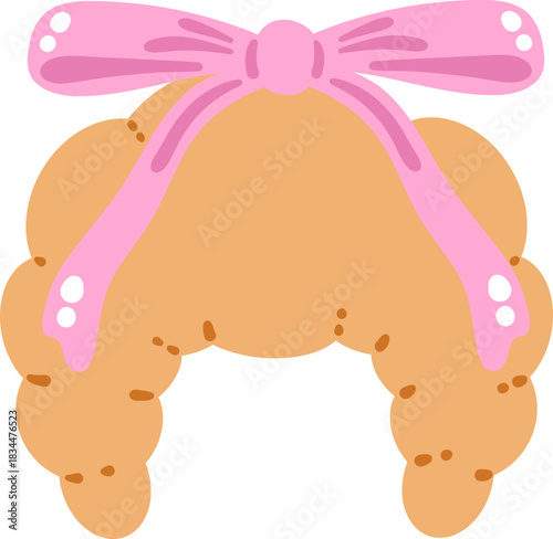 cute croissant bakery dessert with ribbon cartoon vector illustration