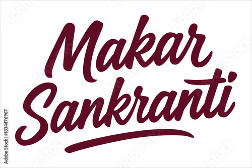 Makar Sankranti calligraphy typography – Indian harvest festival lettering for greeting cards, posters and festive design