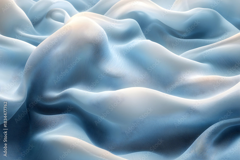 Obraz premium Soft, flowing fabric texture with gentle light creating abstract, serene waves of pastel colors.