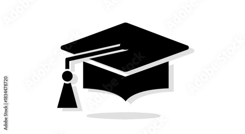Black Graduation Cap with Tassel Symbolizing Academic Achievement and Education.