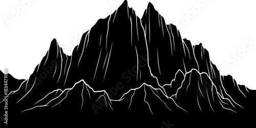 Black silhouette of a majestic glacier ice formation
