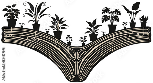 Nurturing growth and knowledge symbolized by plants on an open book