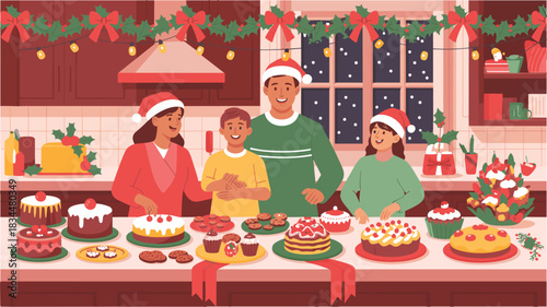 Family prepares desserts together with joy and togetherness in kitchen indoors