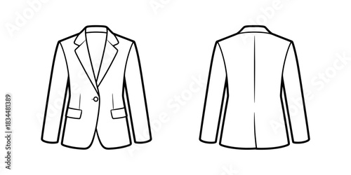 Classic tailored blazer shown from front and back