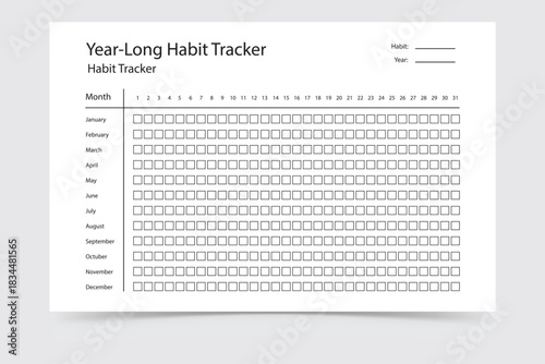 Artistic minimalist habit tracker template.