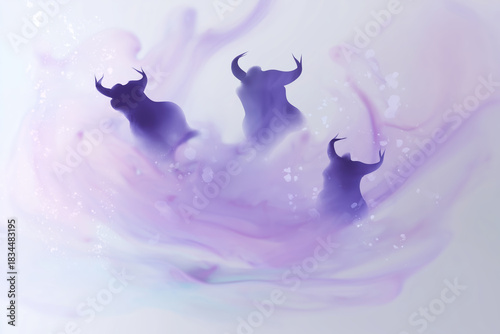 abstract watercolor background in blue, purple and pink tones.