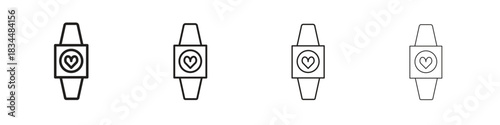 Smartwatch icon set. A collection of simple black thin strokes icons