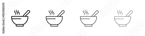 Soup icon set. A collection of simple black thin strokes icons