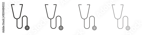 Stethoscope icon set. A collection of simple black thin strokes icons