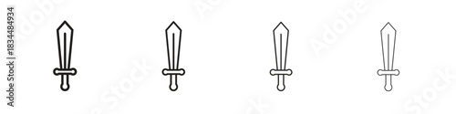 Sword icon set. A collection of simple black thin strokes icons