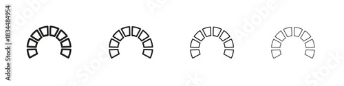 Tachometer icon set. A collection of simple black thin strokes icons