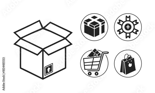 Packaging and delivery box icons in flat vector style
 vector illustration, easily editable. 