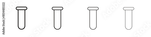 Test tube icon set. A collection of simple black thin strokes icons
