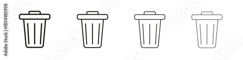 Trash icon set. A collection of simple black thin strokes icons