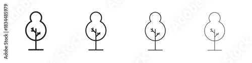 Tree free icon set. A collection of simple black thin strokes icons