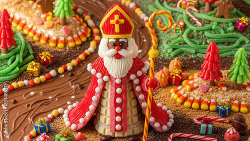 Saint Nicholas figure in candyland