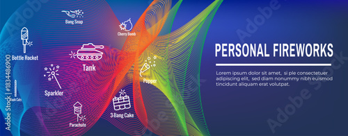 Fireworks and Independence Day Icon Set Web Header Banner
