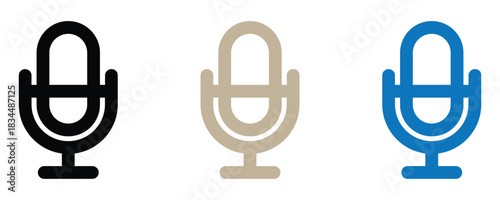 Get Your Voice Heard with Bold Microphone Icons for Podcasts, Streaming, and Audio Projects in Black, Beige, and Blue