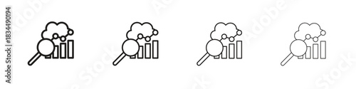 Benchmarking icons, Set of linear icons. Black linear palm icons
