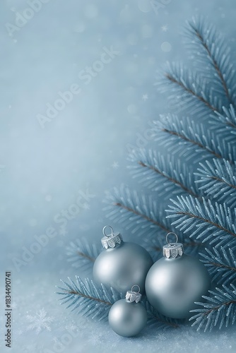 Silver and blue frosted Christmas background, ideal for banners, posters and holiday cards