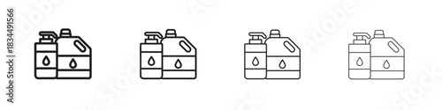 Cleaning products icons, Set of linear icons. Black linear palm icons